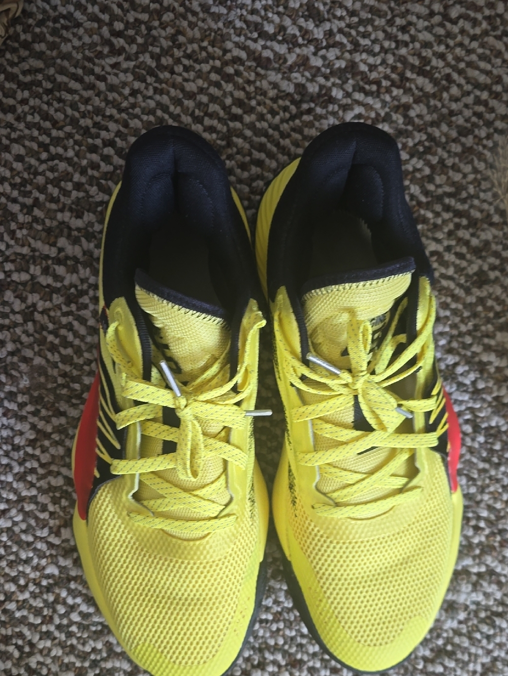 adidas Men's Athletic Shoes Yellow with Black and Red Accents
